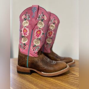 Macie Bean Genuine Leather Pink and Teal Accented Boots